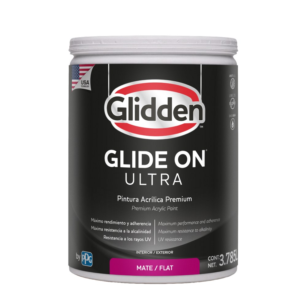 Pintura latex base ultra accent mate glide-on ultra 3.785 l (gal)
