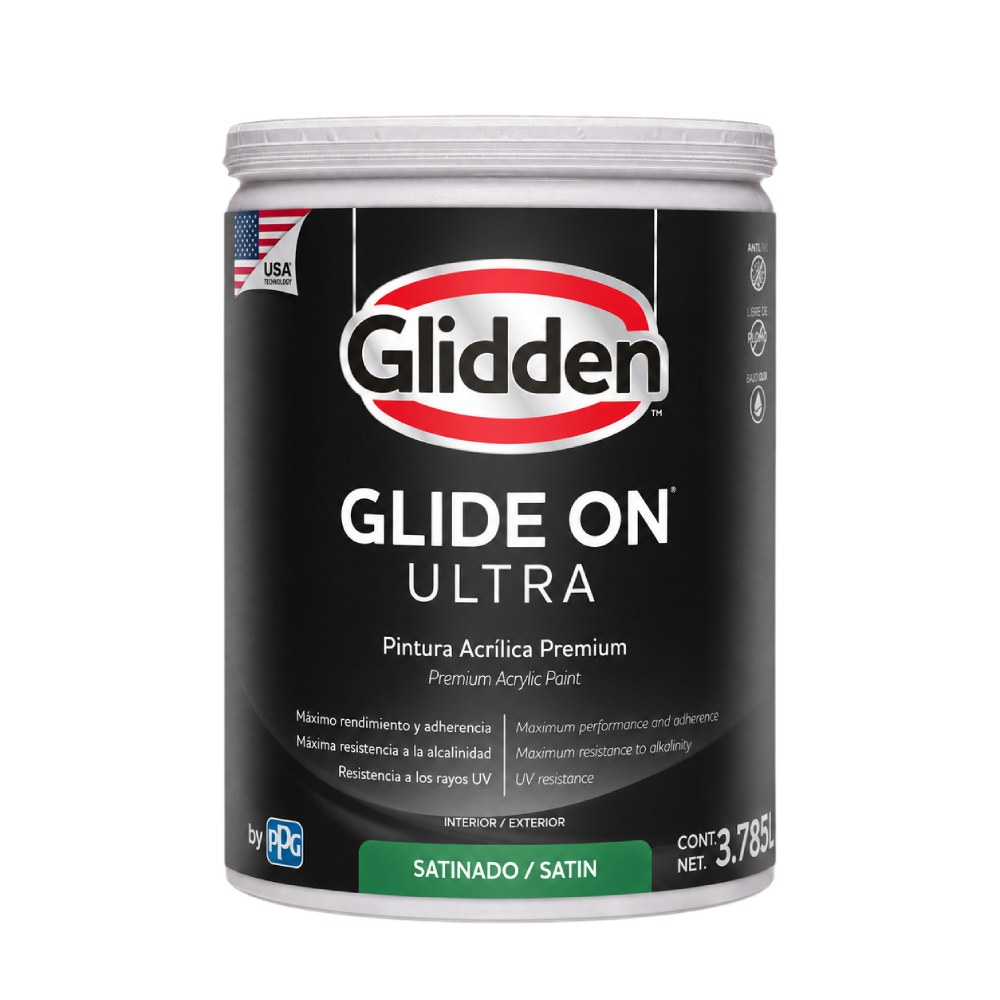 Pintura latex base deep satin glide-on ultra 3.785 l (gal)