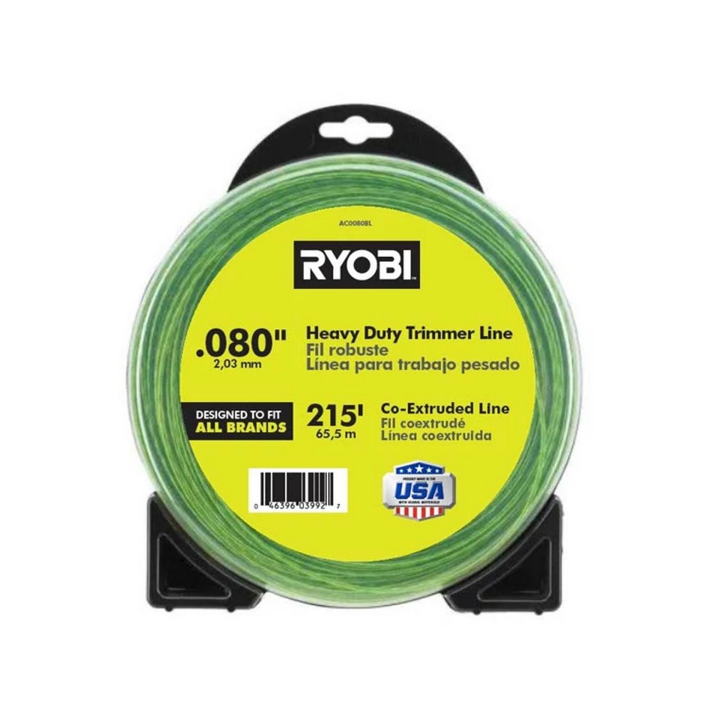 Nylon para trimmer 0.08 pulg x215 pie (2.03 mm x 65.5 m) ryobi ac0080bl