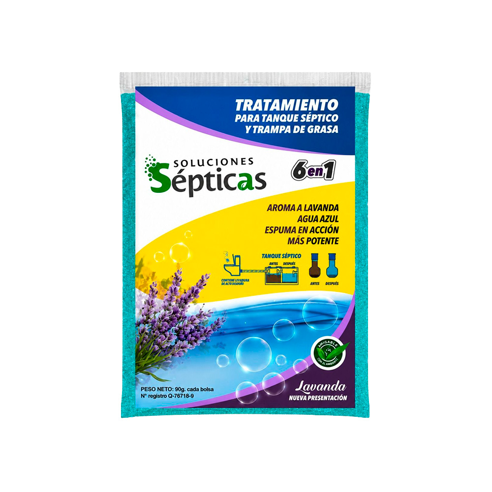 Tratamiento microorganico tanque septicos y trampas de grasa lavanda 6 en 1