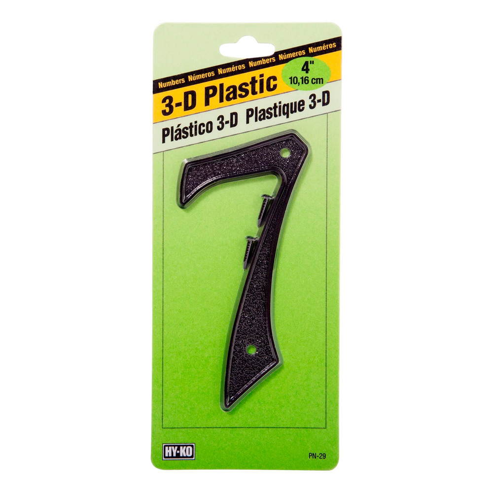 Numero 7 de 4 in negro plastico