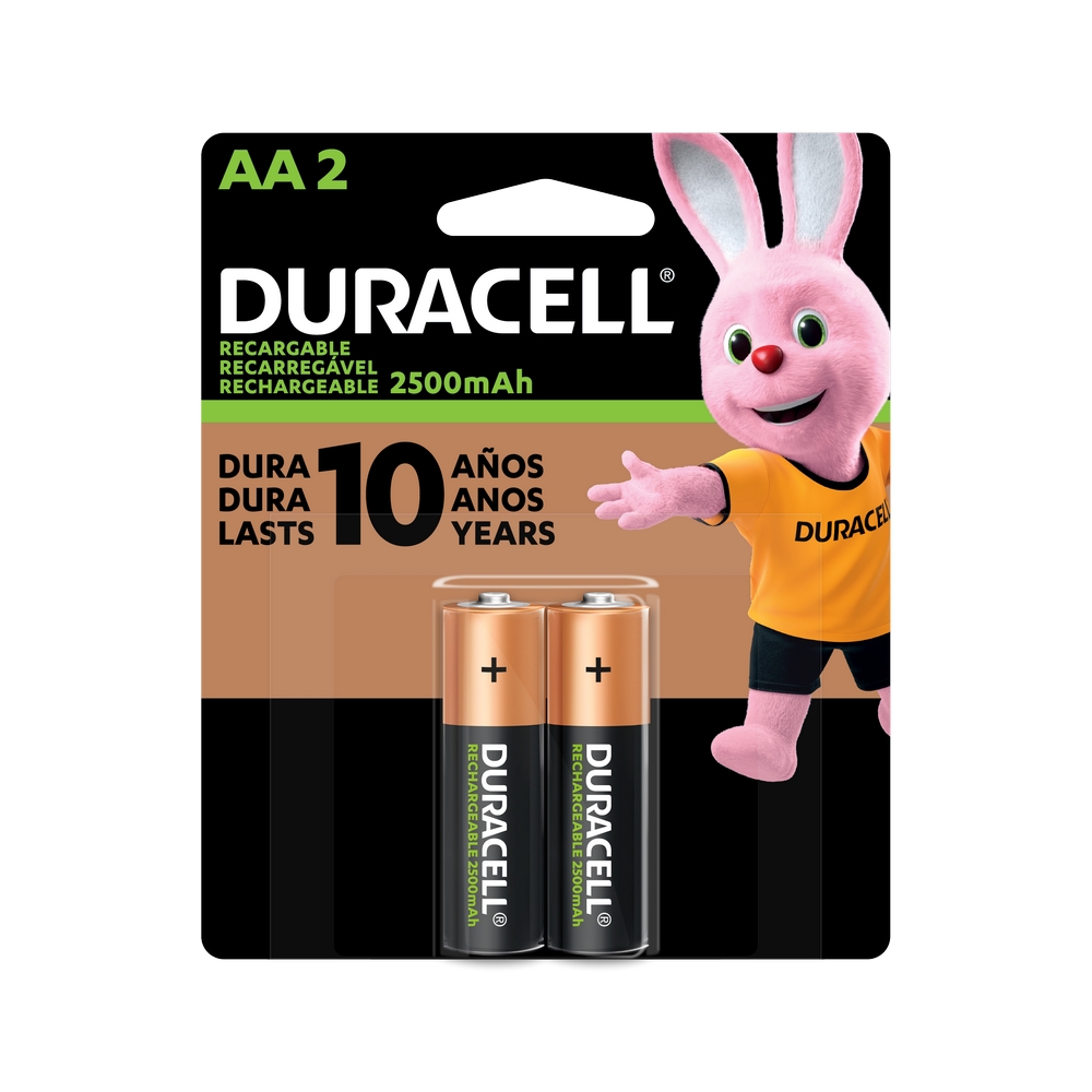 Duracell Baterías AA recargables, paquete de 4 unidades, doble batería A  para energía duradera, batería precargada multiusos para dispositivos