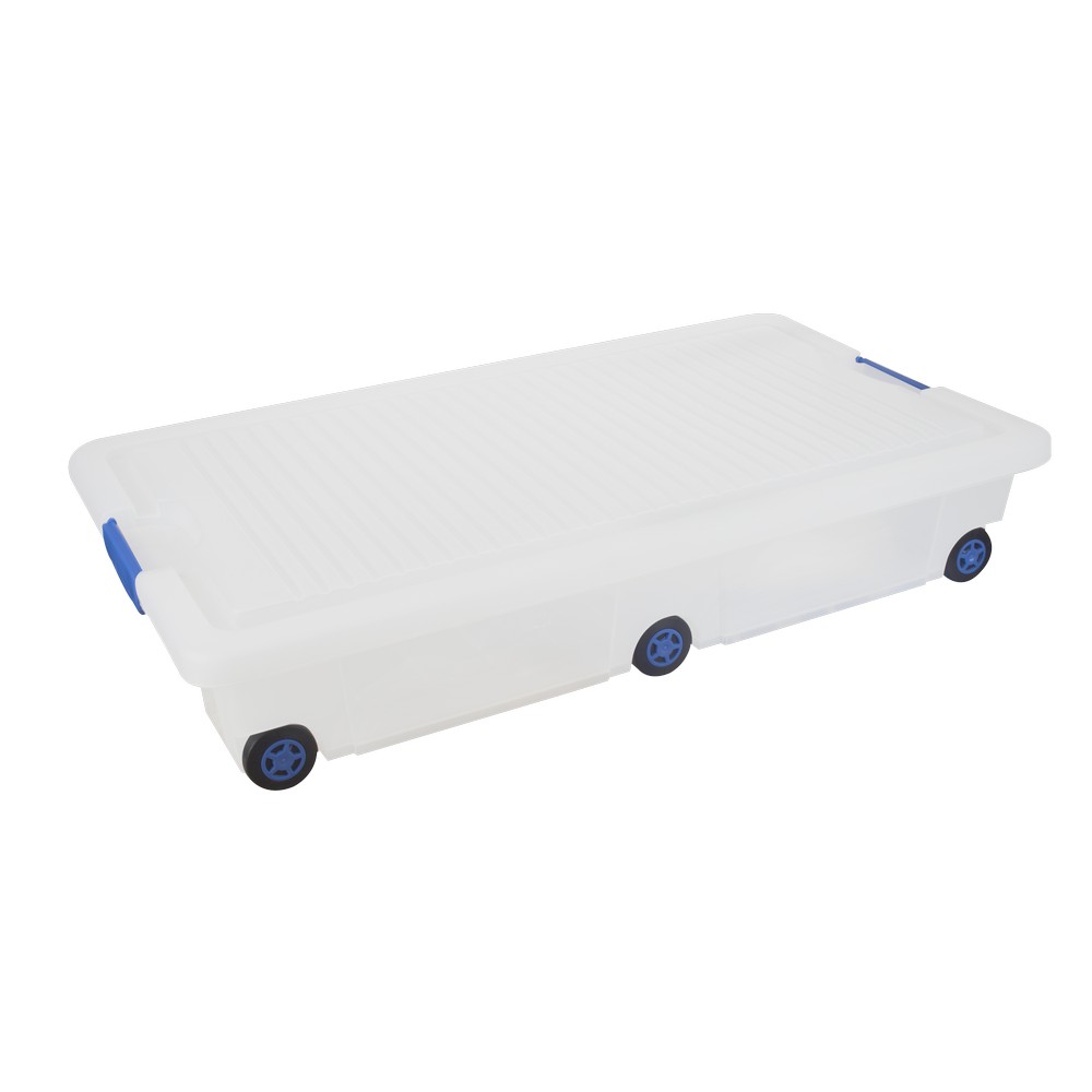 Cajas organizadoras de plástico planas con ruedas para el hogar, cajón bajo  debajo de la cama