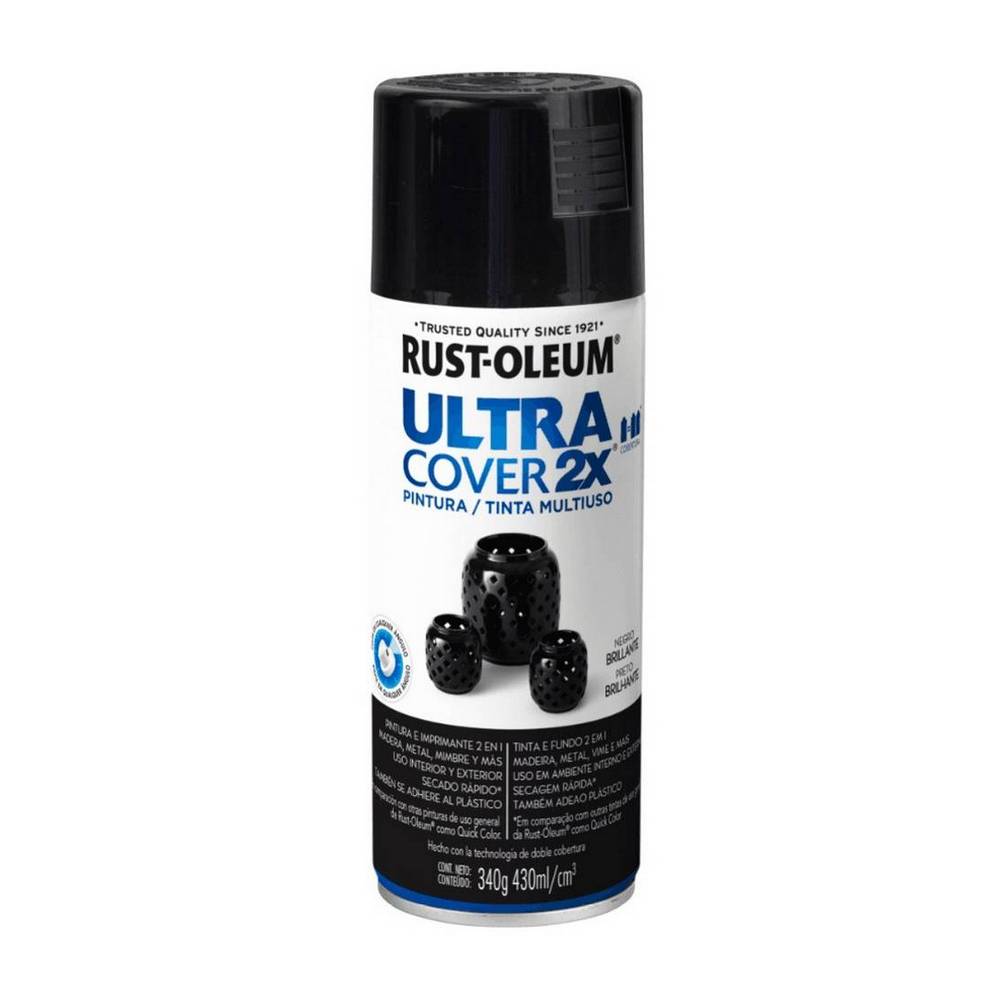 Primario y pintura en spray negro brillante ultra-cover 2x 340 g (12 oz)