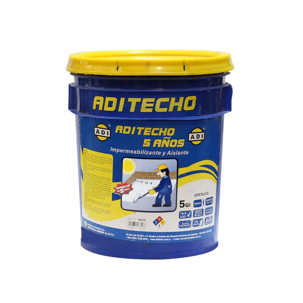 Impermeabilizante aditecho blanco 5 años cub 5 gal (18.925 l)