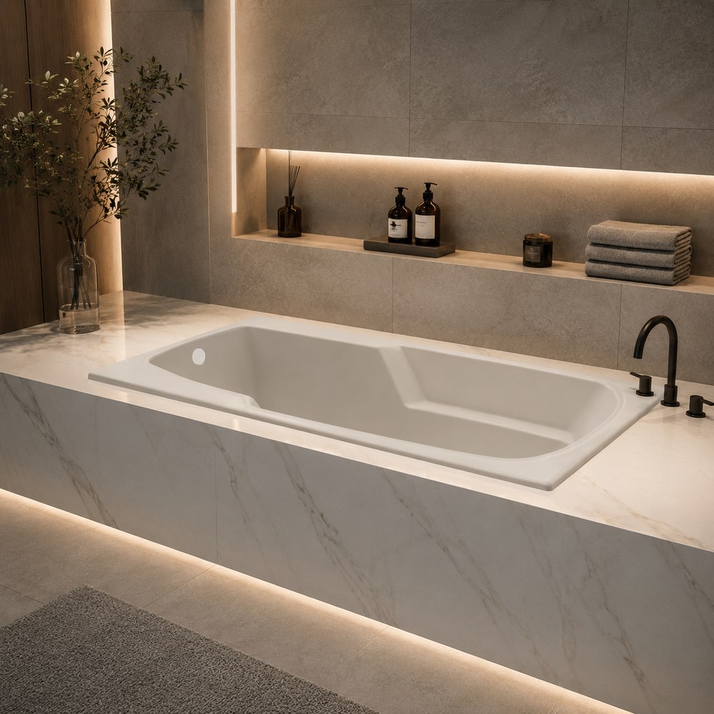 Bañera acrílica color blanco de 170 x 80 x 43 cm