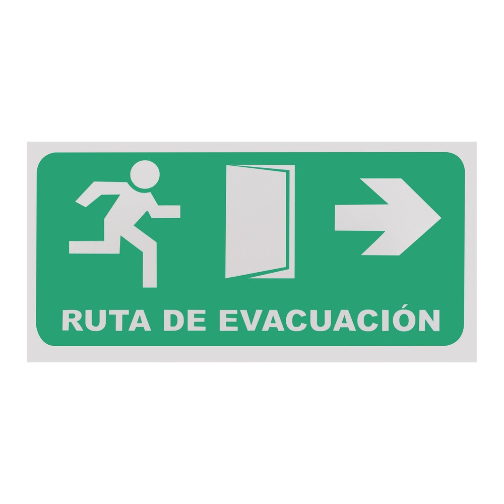 Rótulo ruta de evacuación derecha 15 x 30 cm