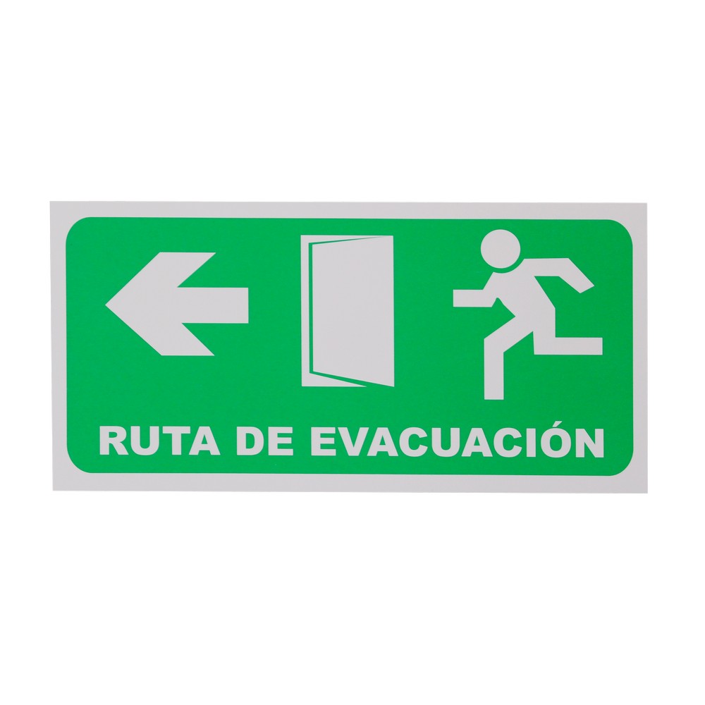 Rótulo ruta de evacuación izquierda 15 x 30 cm