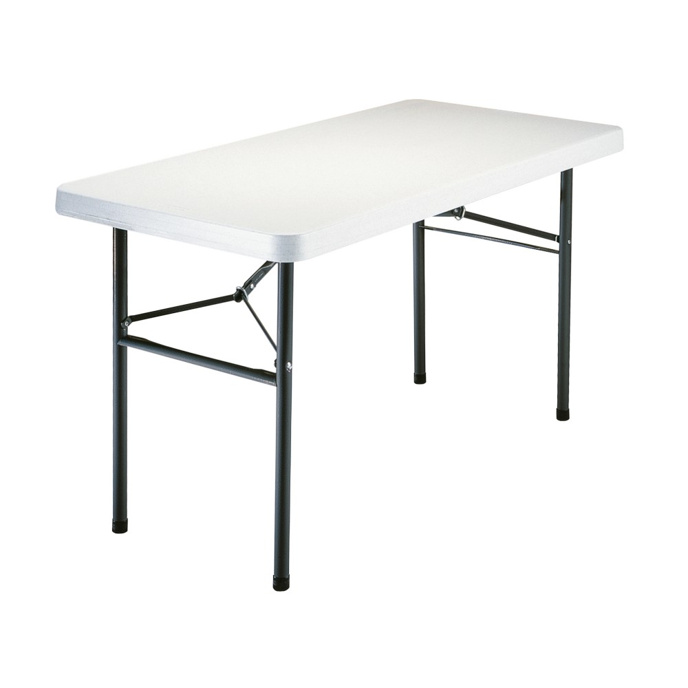 Mesa plegable de 4 pies, tarjeta de plástico portátil resistente plegable  por la mitad, mesa plegable pequeña para interiores y exteriores, mesa