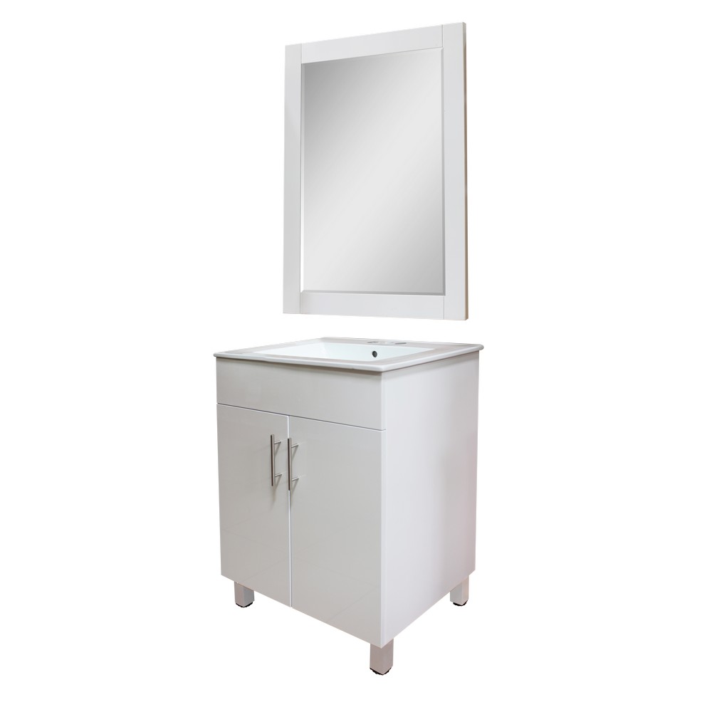 Gabinete con lavamanos y espejo color blanco