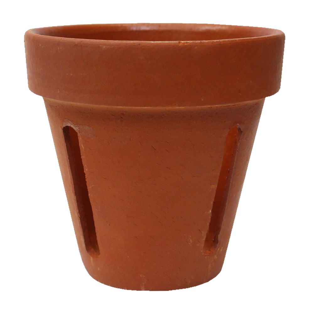 Maceta de barro tipo vaso ranurada 18 x 18 cm