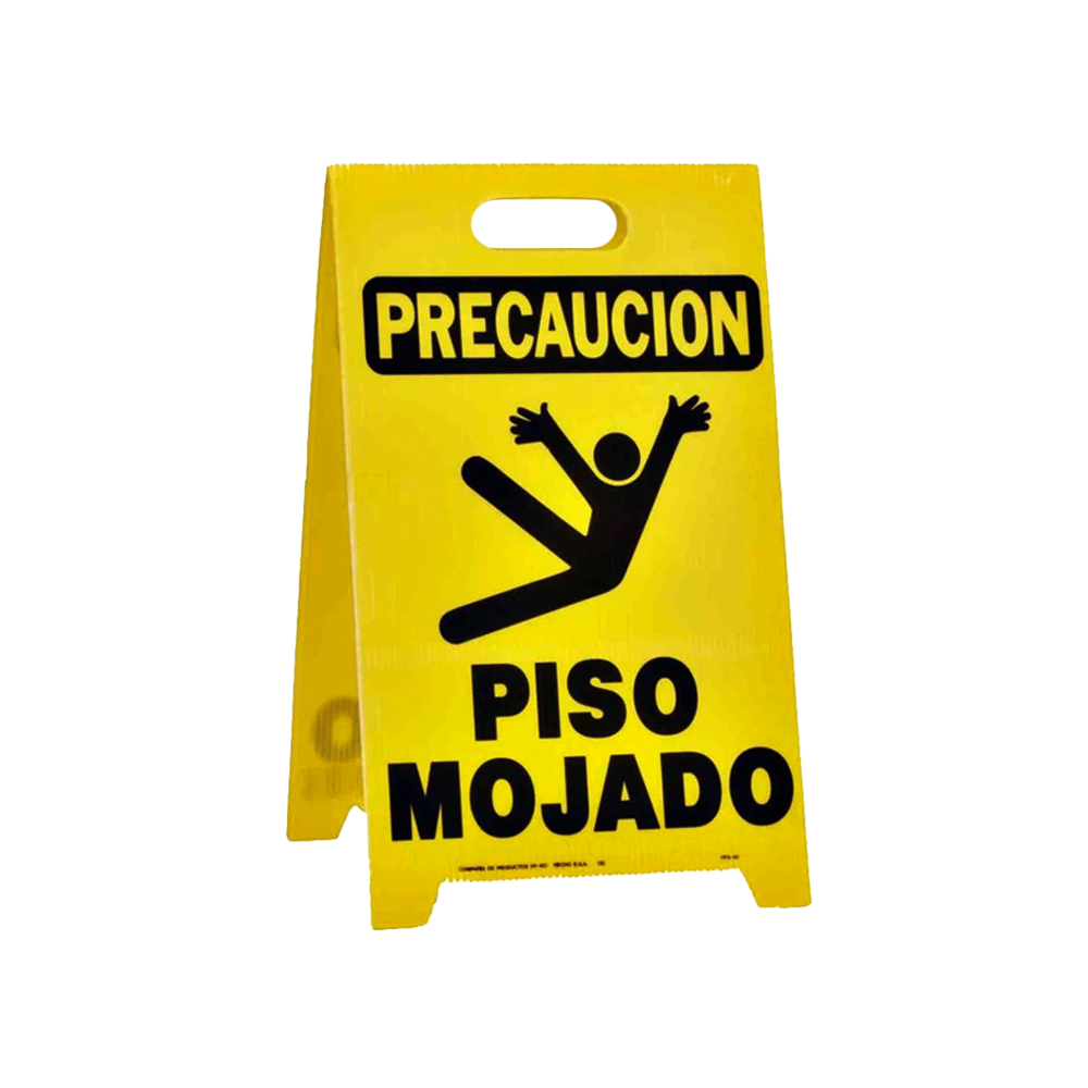 Rotulo precaucion piso mojado
