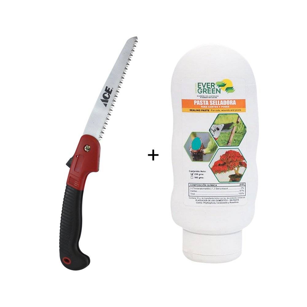 Kit - serrucho para podar + pasta selladora