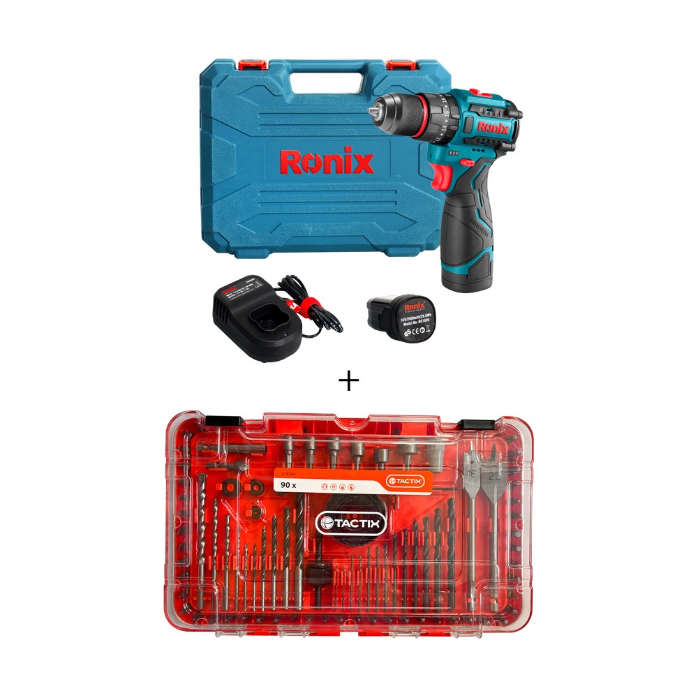 Kit - taladro 16v + set de puntas de fijación y perforación