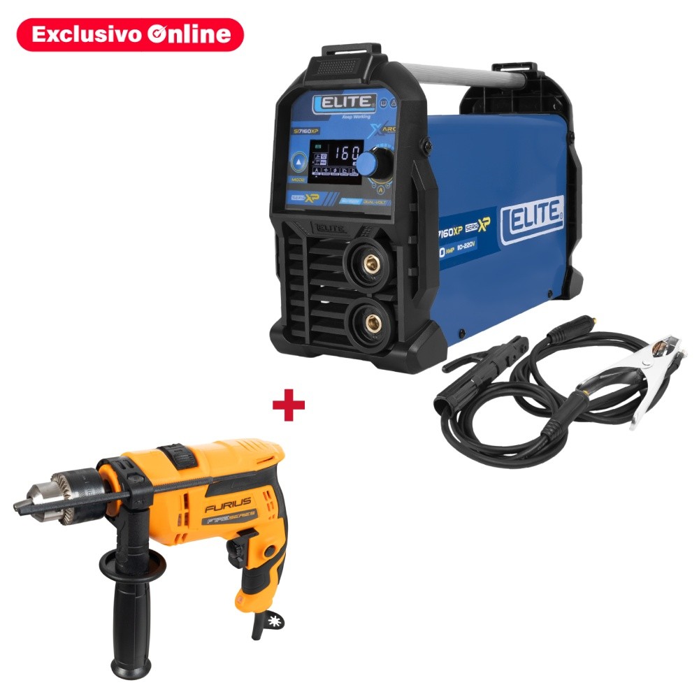 Kit - soldador inverter 160amp + gratis taladro percutor 1/2