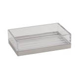 Jabonera para baño plástica transparente rectangular