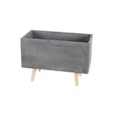 Maceta de concreto rectangular con patas de madera 43 cm