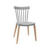 SILLA MODERNA PLASTICA PATAS DE MADERA GRIS