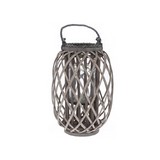 Farol decorativo mimbre 40x26cm gris