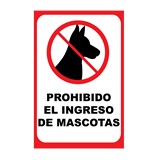 Rotulo prohibido el ingreso de mascota 20x30cm