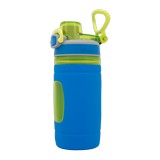 Botella plástica con silicon 16 oz azul infantil