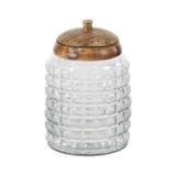 DEPOSITO DE VIDRIO CON TAPA MADERA 9 PULG