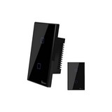 Interruptor doble de pared wifi 433mhz negro led blanca
