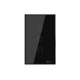 Interruptor triple de pared wifi 433mhz negro led blanca