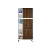 MUEBLE 3 ESTANTE CON PUERTA 139 X 60 X 30 CM BLANCO PUERTA CAFÉ