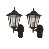 Farol para exterior a la pared negro 2pzas e27