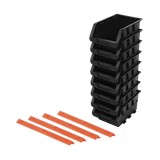 Set de cajas plasticas bin negra para herramientas