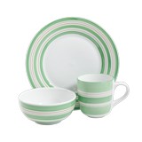 Vajilla ceramica blanco lineas verde 12 pzs