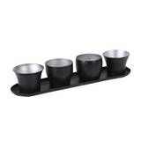 Portavelas metal plata set 5 piezas