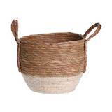 Cesta decorativa de mimbre mediana base blanca