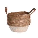 Cesta decorativa de mimbre pequeña base blanca