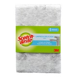 Esponja fibra limpieza delicada para baños blanca