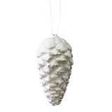 Adorno navideño colgante pine cone color blanco de 20 cm