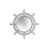 Espejo decorativo timon de barco 13pulg blanco