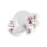 Vajilla de ceramica blanca floral 12 piezas