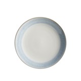 Plato de ceramica 11pulg blanco con borde celeste