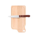 Tabla para picar de madera con cuchillo 18x33 centimetros