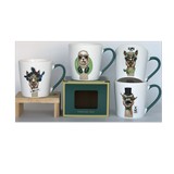 Taza ceramica 400ml alpacas blanco y verde surtido