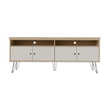 Mueble para tv de madera café y blanco de 160 x 33.5 x 63.5 cm