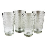 Vaso de vidrio 16 oz textura de cuadrados 4 pzas