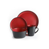 Vajilla de ceramica rojo con negro gibson 16 pzas