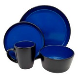 Vajilla de ceramica azul con negro gibson 16 pzas