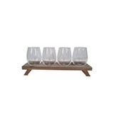 Vaso de vidrio para vino 19 oz bandeja de madera