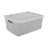 Canasta organizadora 13.5 l con tapa gris