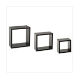 Estante decorativo para pared cuadrado negro 3 pzas