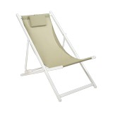 Silla playera plegable de aluminio crema